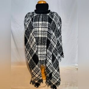 Black and White Plaid Poncho